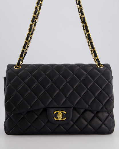 *FIRE PRICE* Chanel Black Jumbo Classic Double Flap Bag in Lambskin Leather with Gold Hardware