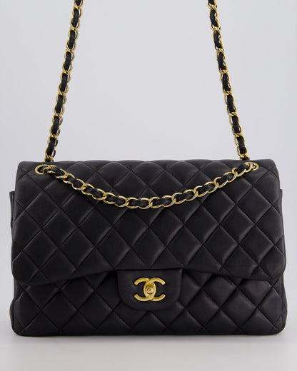 *FIRE PRICE* Chanel Black Jumbo Classic Double Flap Bag in Lambskin Leather with Gold Hardware