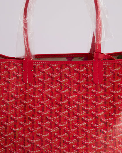 Goyard Fuchsia PM Saint Louis Reversible Bag in Goyardine Canvas with Floral Interior