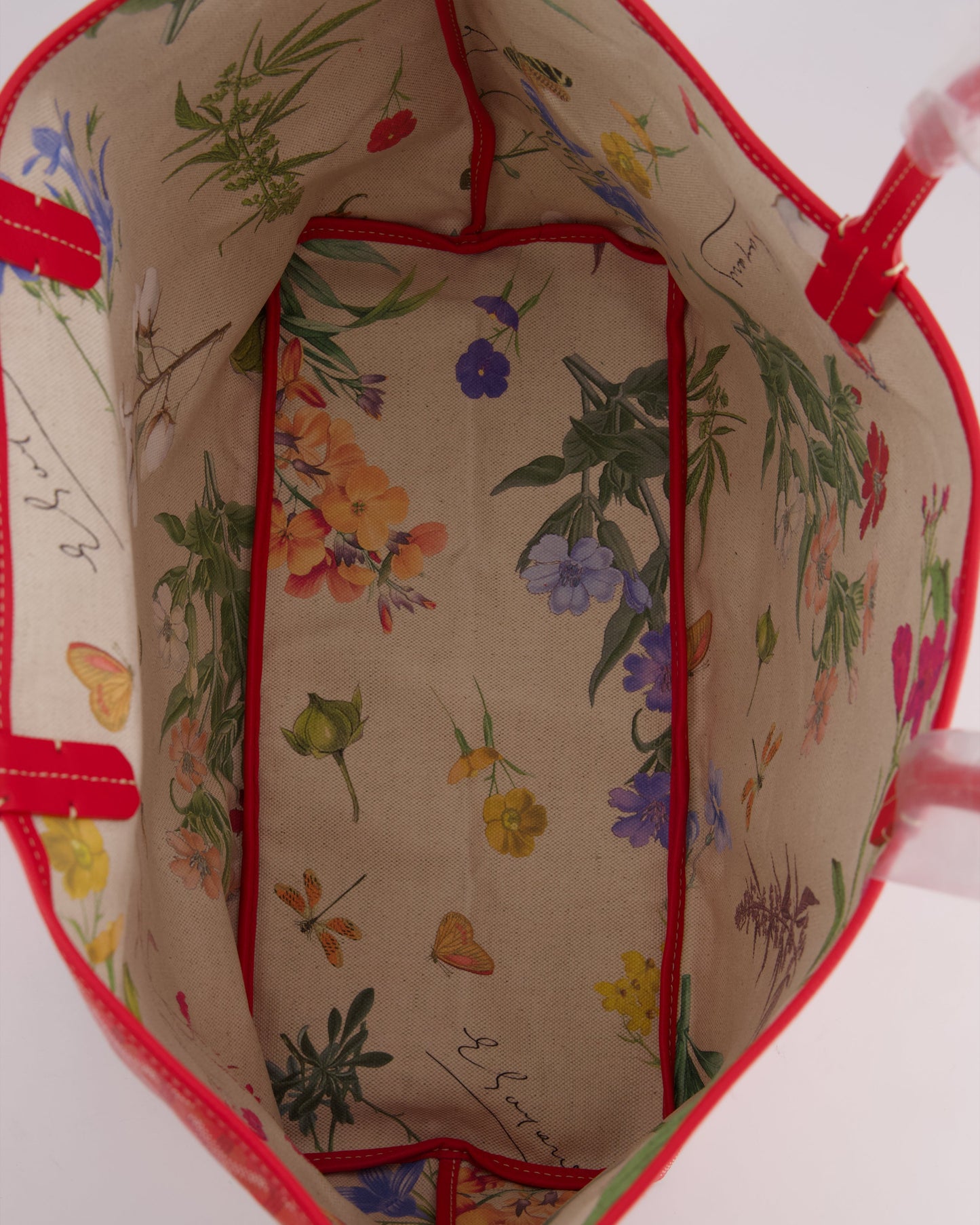 Goyard Fuchsia PM Saint Louis Reversible Bag in Goyardine Canvas with Floral Interior