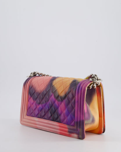 Chanel 14/S Pink Flower Power Quilted CC Lambskin Medium Boy Bag with Polished Silver Hardware