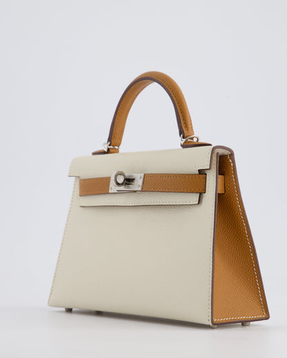 Hermès HSS Mini Kelly II 20cm Bag In Craie and Gold Epsom Leather with Palladium Hardware