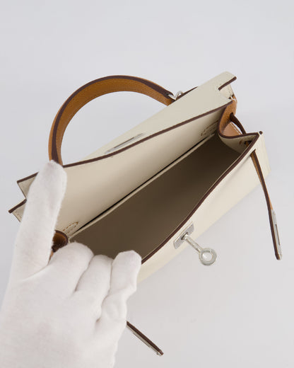 Hermès HSS Mini Kelly II 20cm Bag In Craie and Gold Epsom Leather with Palladium Hardware