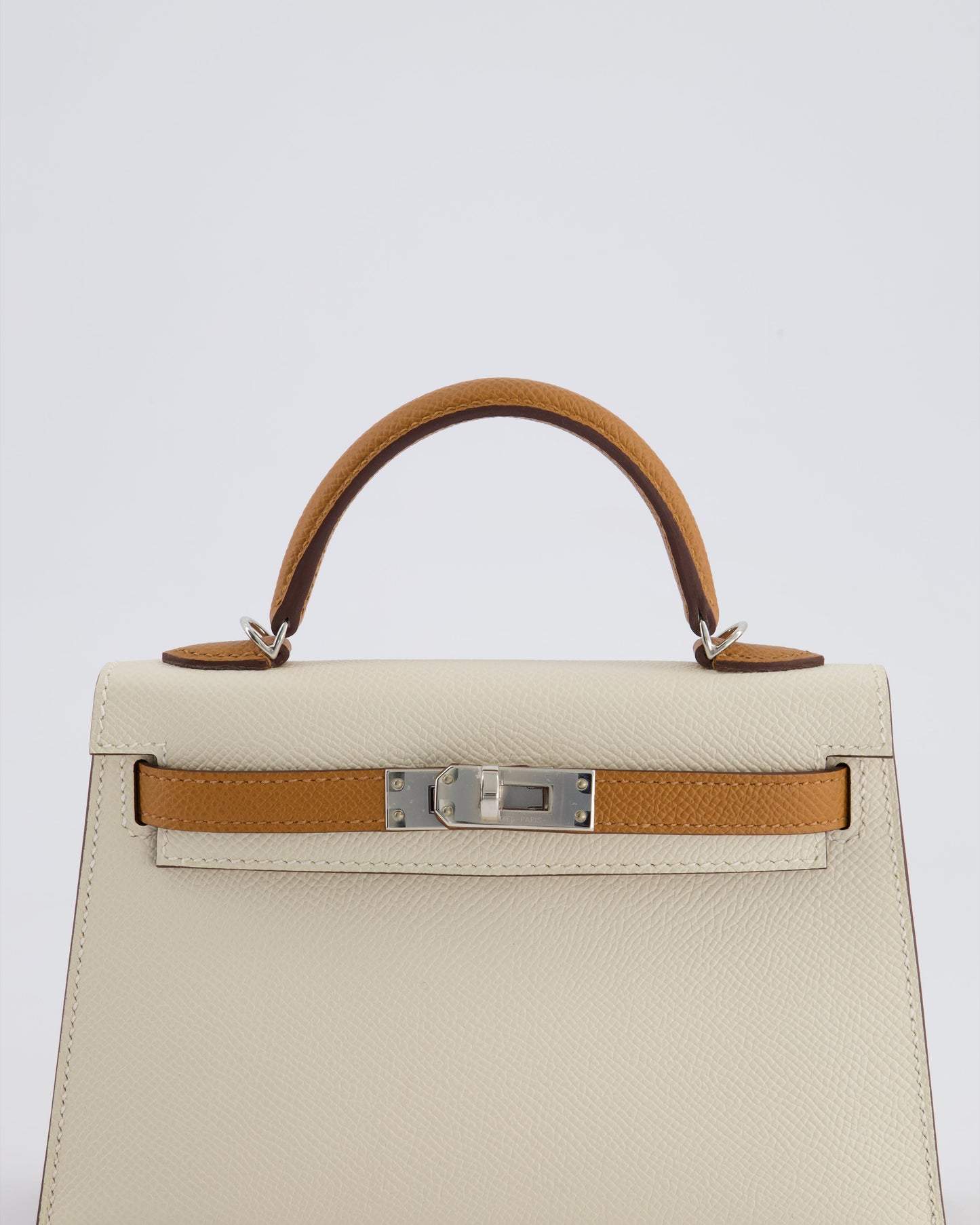 Hermès HSS Mini Kelly II 20cm Bag In Craie and Gold Epsom Leather with Palladium Hardware