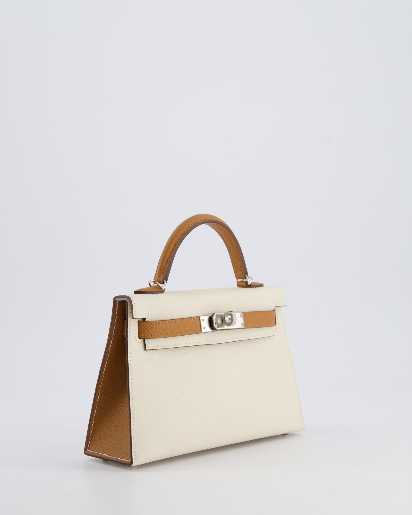 Hermès HSS Mini Kelly II 20cm Bag In Craie and Gold Epsom Leather with Palladium Hardware