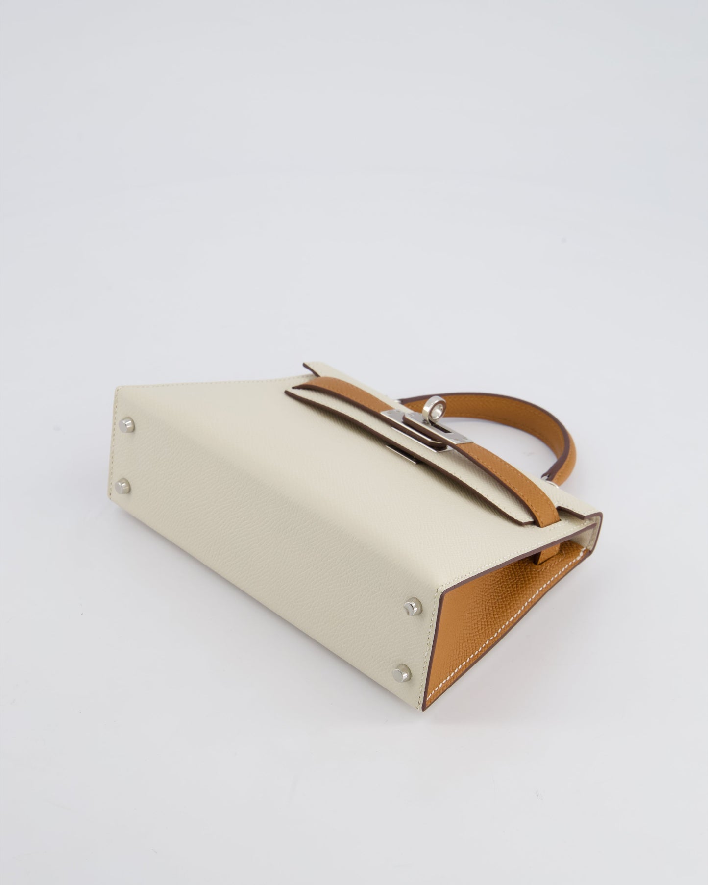 Hermès HSS Mini Kelly II 20cm Bag In Craie and Gold Epsom Leather with Palladium Hardware