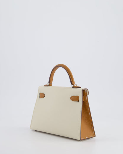Hermès HSS Mini Kelly II 20cm Bag In Craie and Gold Epsom Leather with Palladium Hardware