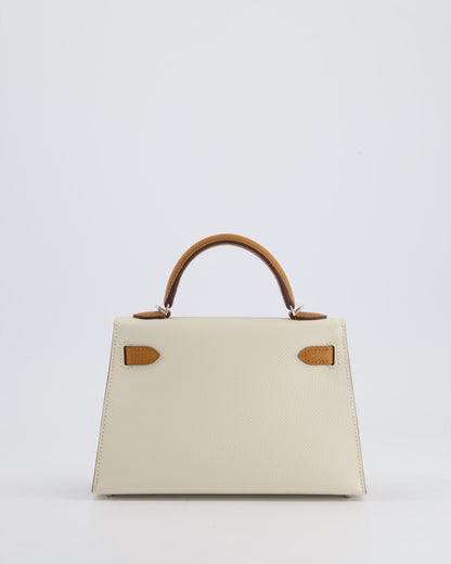 Hermès HSS Mini Kelly II 20cm Bag In Craie and Gold Epsom Leather with Palladium Hardware