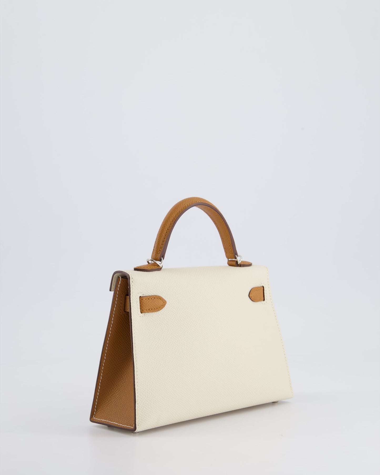 Hermès HSS Mini Kelly II 20cm Bag In Craie and Gold Epsom Leather with Palladium Hardware