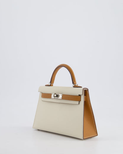 Hermès HSS Mini Kelly II 20cm Bag In Craie and Gold Epsom Leather with Palladium Hardware