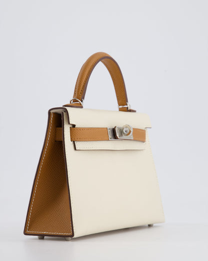 Hermès HSS Mini Kelly II 20cm Bag In Craie and Gold Epsom Leather with Palladium Hardware
