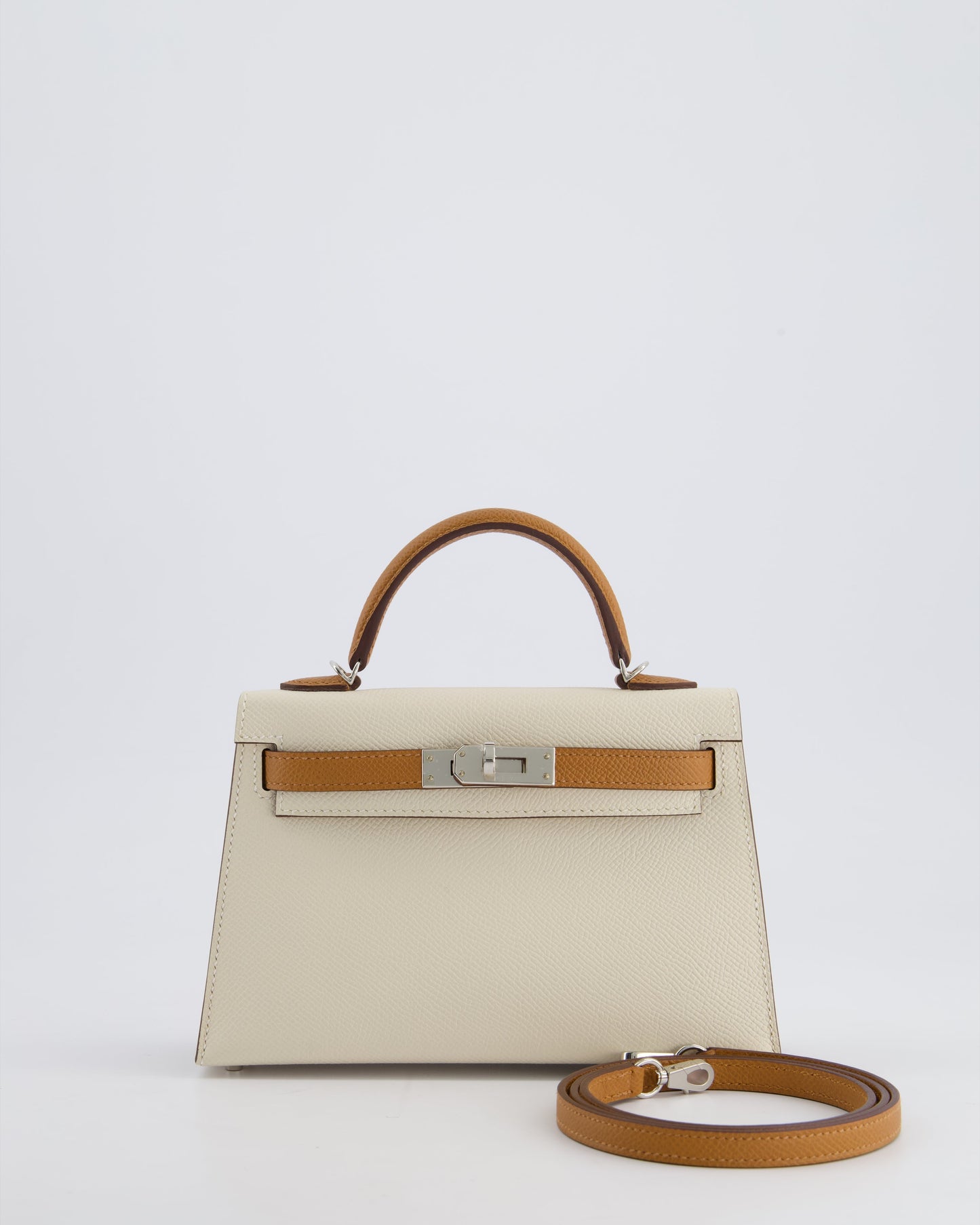 Hermès HSS Mini Kelly II 20cm Bag In Craie and Gold Epsom Leather with Palladium Hardware
