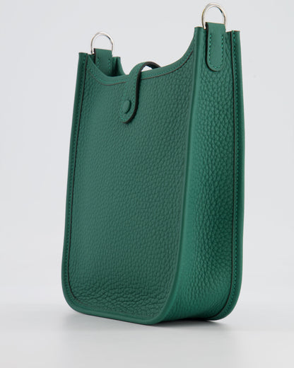 Hermès Mini Evelyne 16 Bag in Vert Moyen Clemence Leather with Palladium Hardware