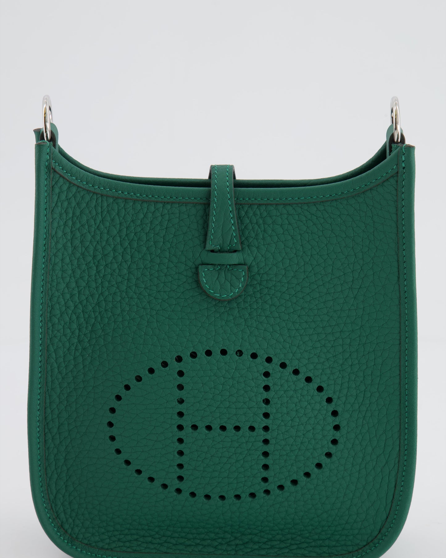 Hermès Mini Evelyne 16 Bag in Vert Moyen Clemence Leather with Palladium Hardware