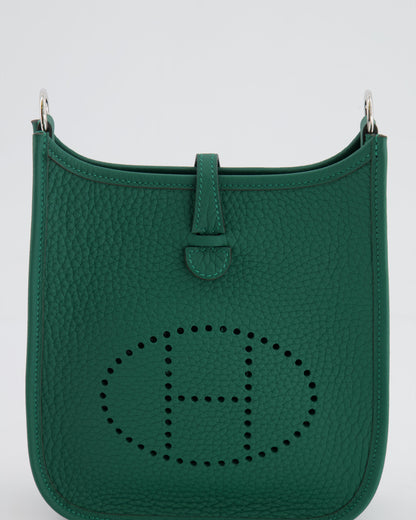 Hermès Mini Evelyne 16 Bag in Vert Moyen Clemence Leather with Palladium Hardware