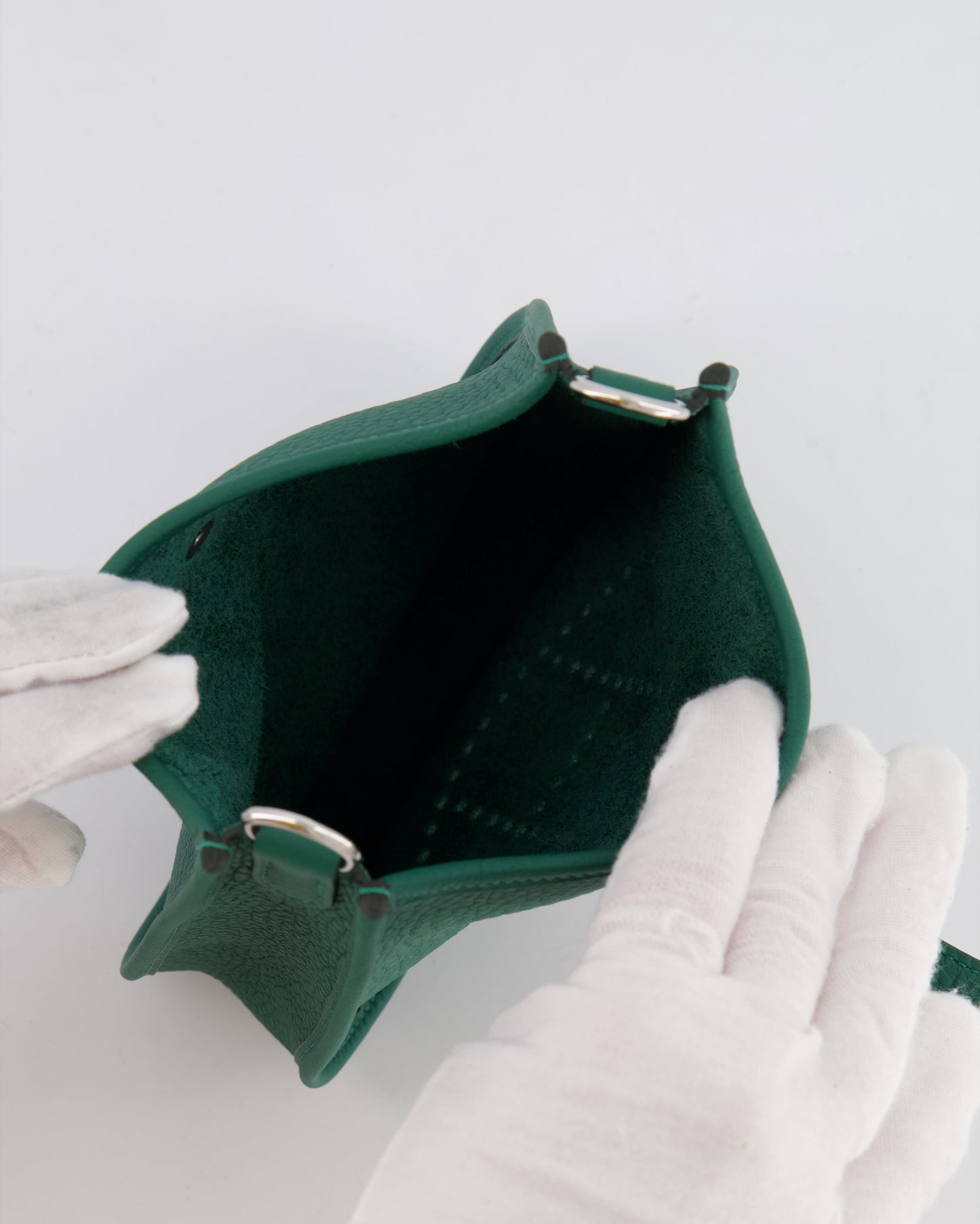 Hermès Mini Evelyne 16 Bag in Vert Moyen Clemence Leather with Palladium Hardware