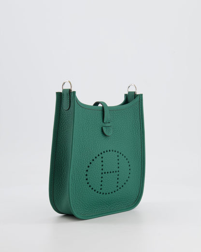 Hermès Mini Evelyne 16 Bag in Vert Moyen Clemence Leather with Palladium Hardware