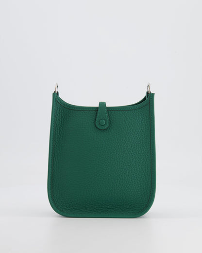 Hermès Mini Evelyne 16 Bag in Vert Moyen Clemence Leather with Palladium Hardware
