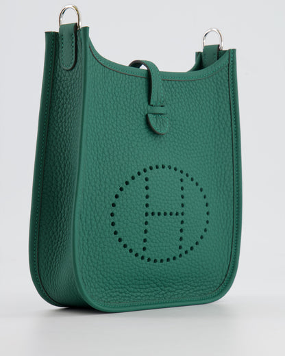 Hermès Mini Evelyne 16 Bag in Vert Moyen Clemence Leather with Palladium Hardware