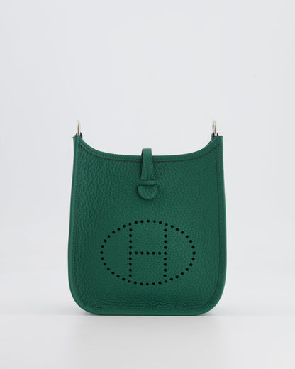Hermès Mini Evelyne 16 Bag in Vert Moyen Clemence Leather with Palladium Hardware