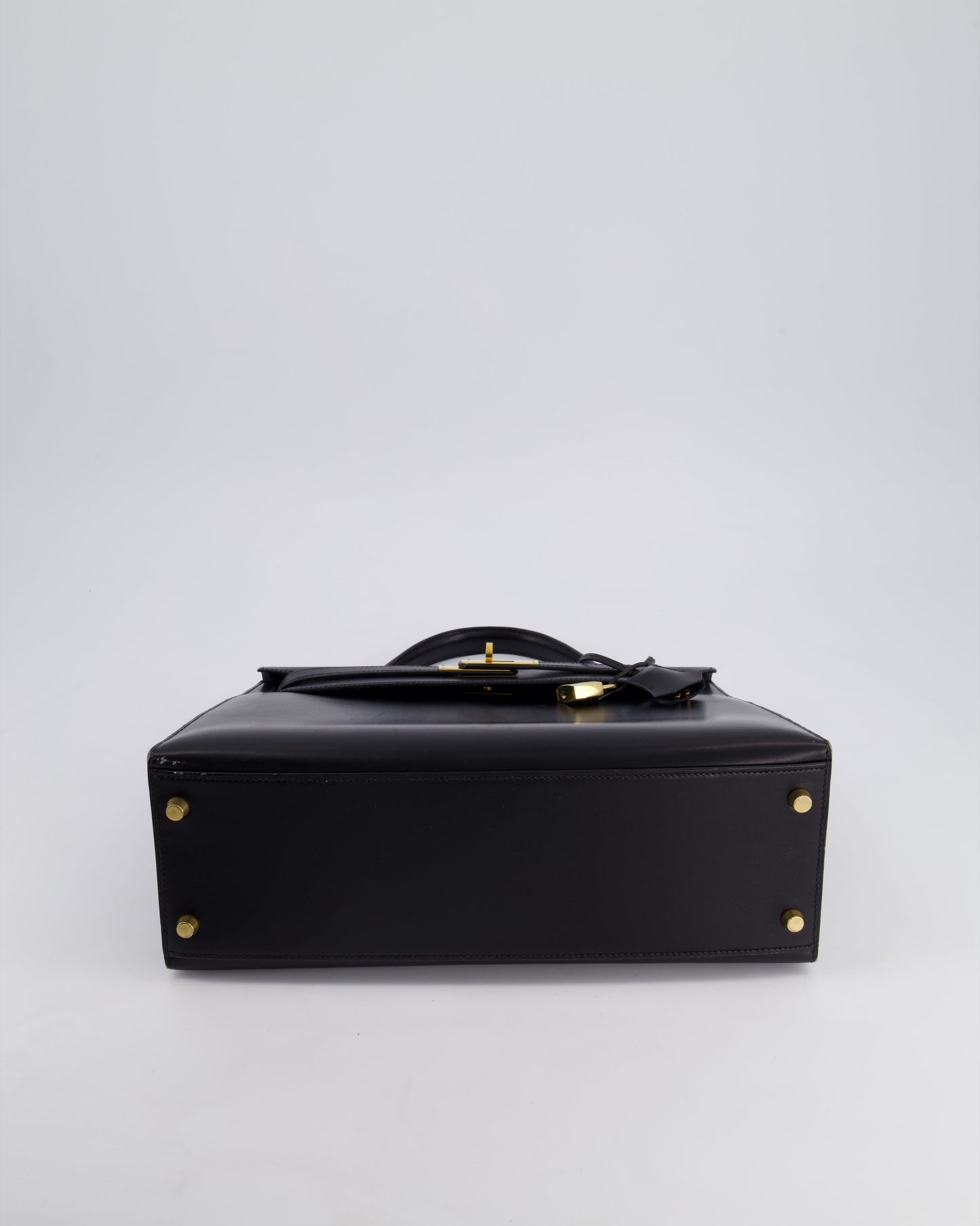 Hermès Vintage Kelly 32cm Sellier Bag in Noir Box Calf Leather with Gold Hardware