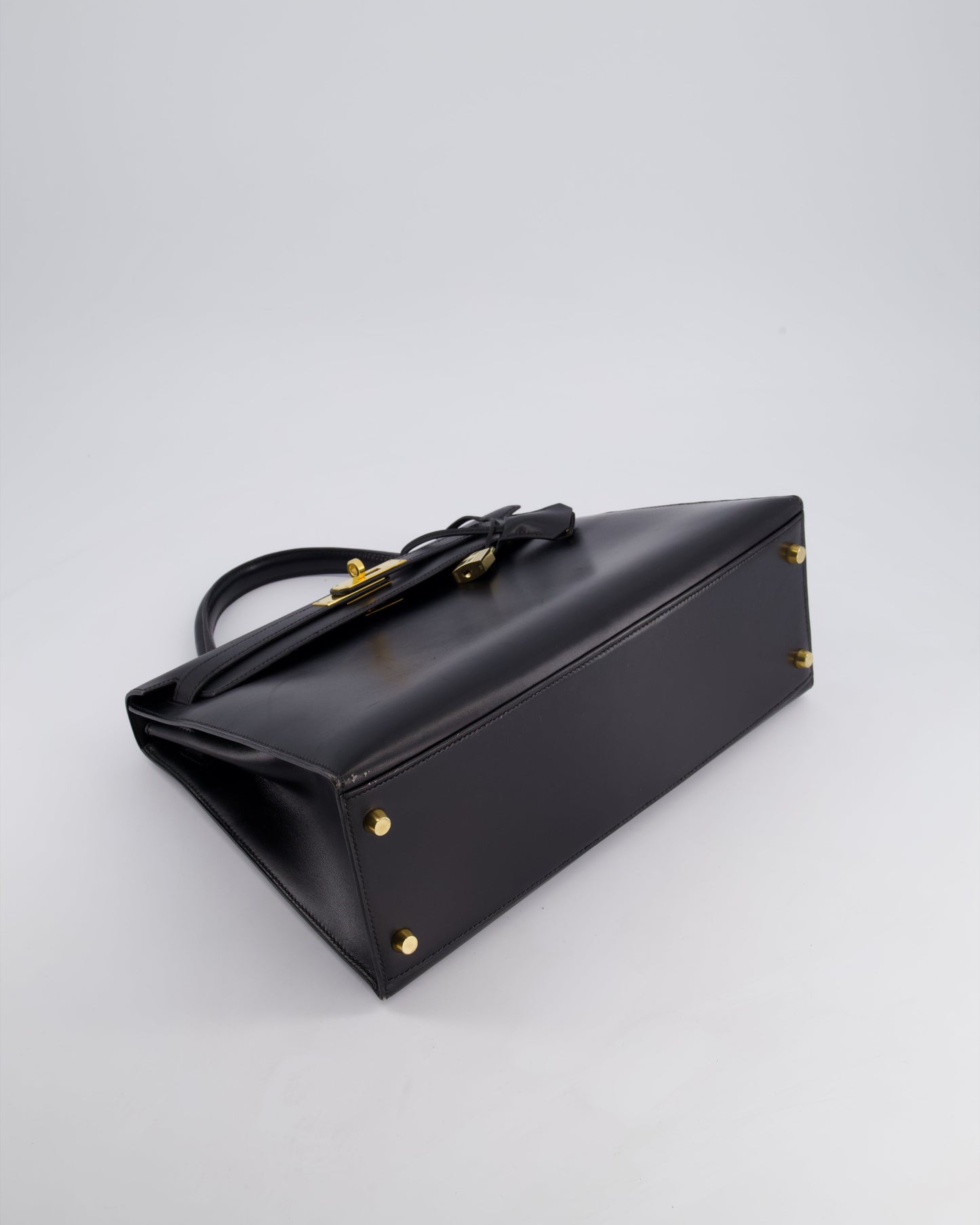 Hermès Vintage Kelly 32cm Sellier Bag in Noir Box Calf Leather with Gold Hardware