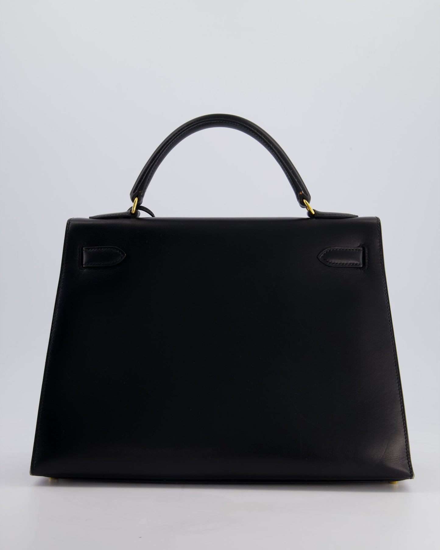 Hermès Vintage Kelly 32cm Sellier Bag in Noir Box Calf Leather with Gold Hardware