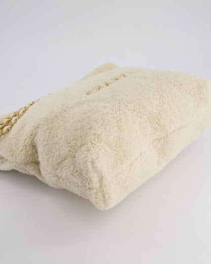 Chanel 24/K Beige Large 22 Shearling Bag with Champagne Gold Hardware