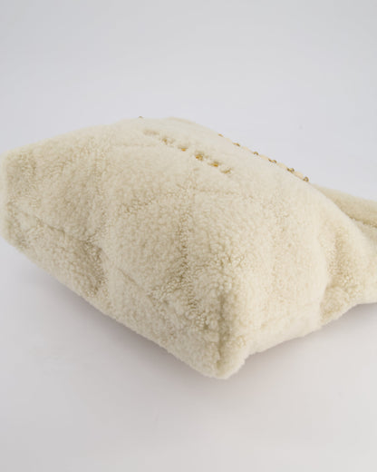 Chanel 24/K Beige Large 22 Shearling Bag with Champagne Gold Hardware