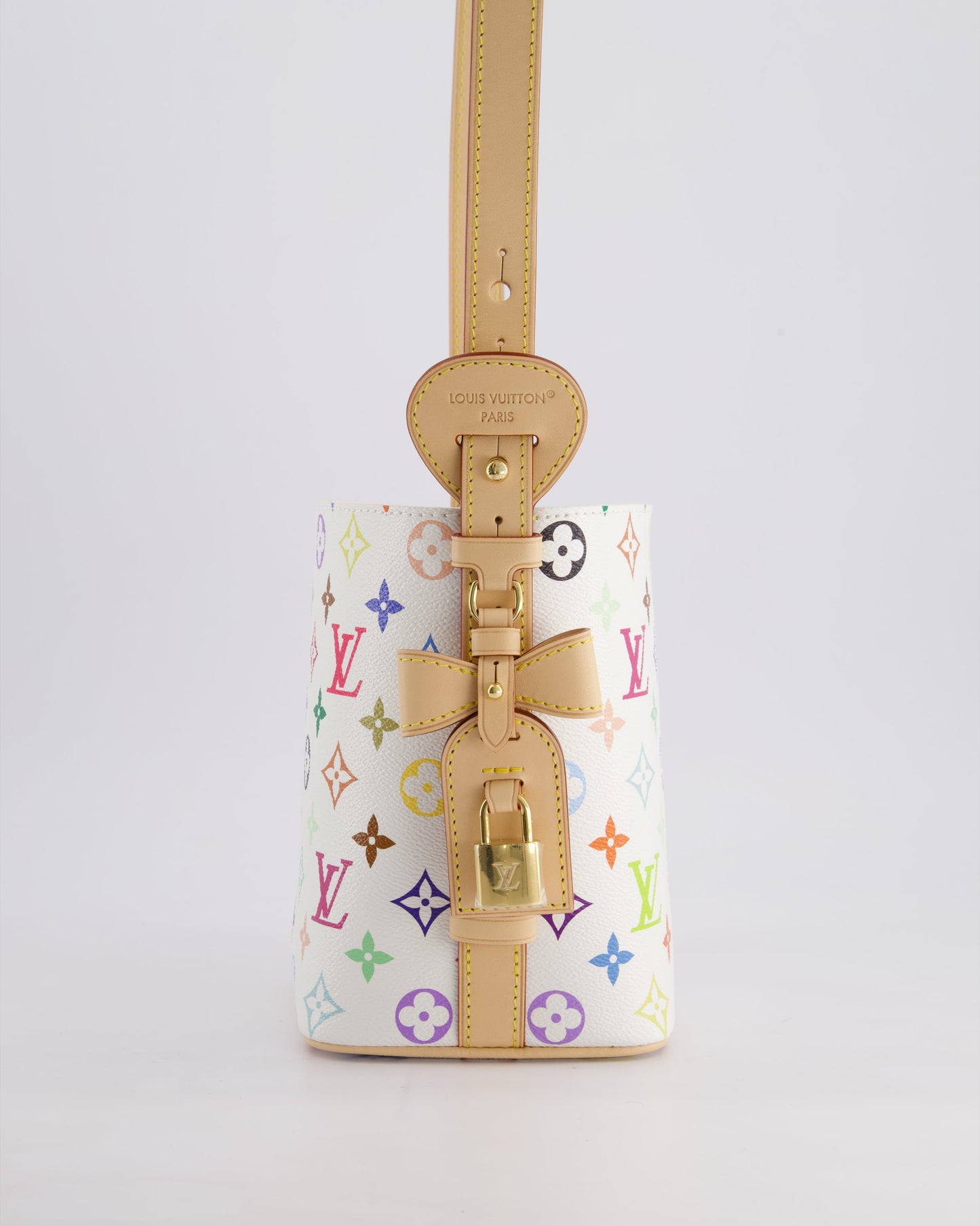 *NEW* Louis Vuitton X Takashi Murakami All In BB Bag in White Coated Canvas & Calfskin Leather with Gold Hardware