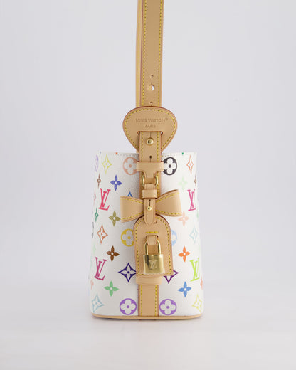 *NEW* Louis Vuitton X Takashi Murakami All In BB Bag in White Coated Canvas & Calfskin Leather with Gold Hardware