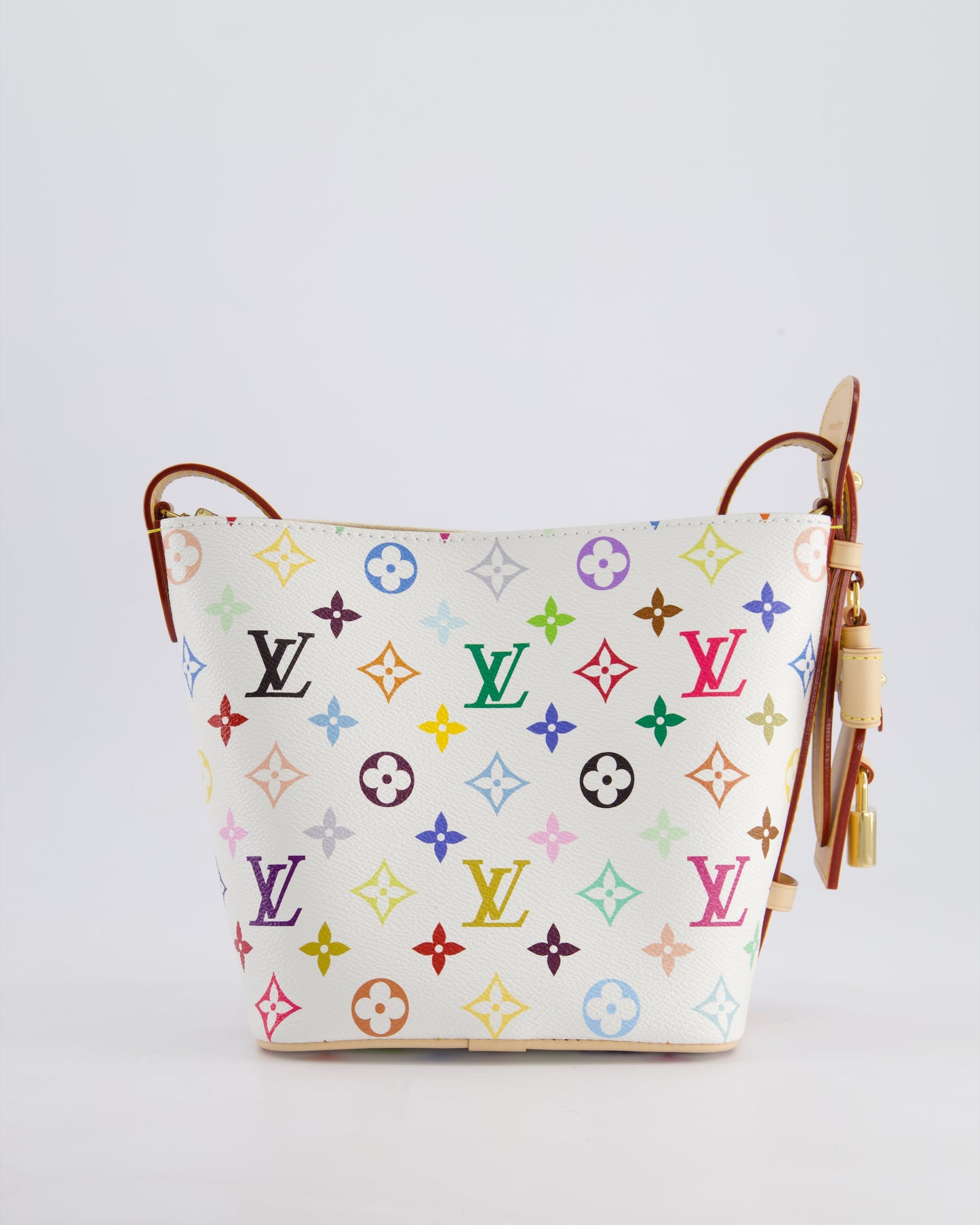 *NEW* Louis Vuitton X Takashi Murakami All In BB Bag in White Coated Canvas & Calfskin Leather with Gold Hardware