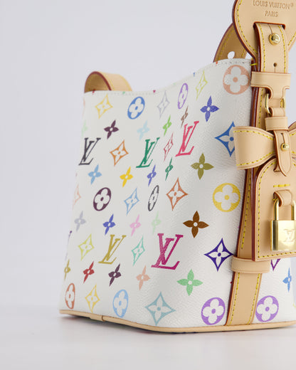 *NEW* Louis Vuitton X Takashi Murakami All In BB Bag in White Coated Canvas & Calfskin Leather with Gold Hardware
