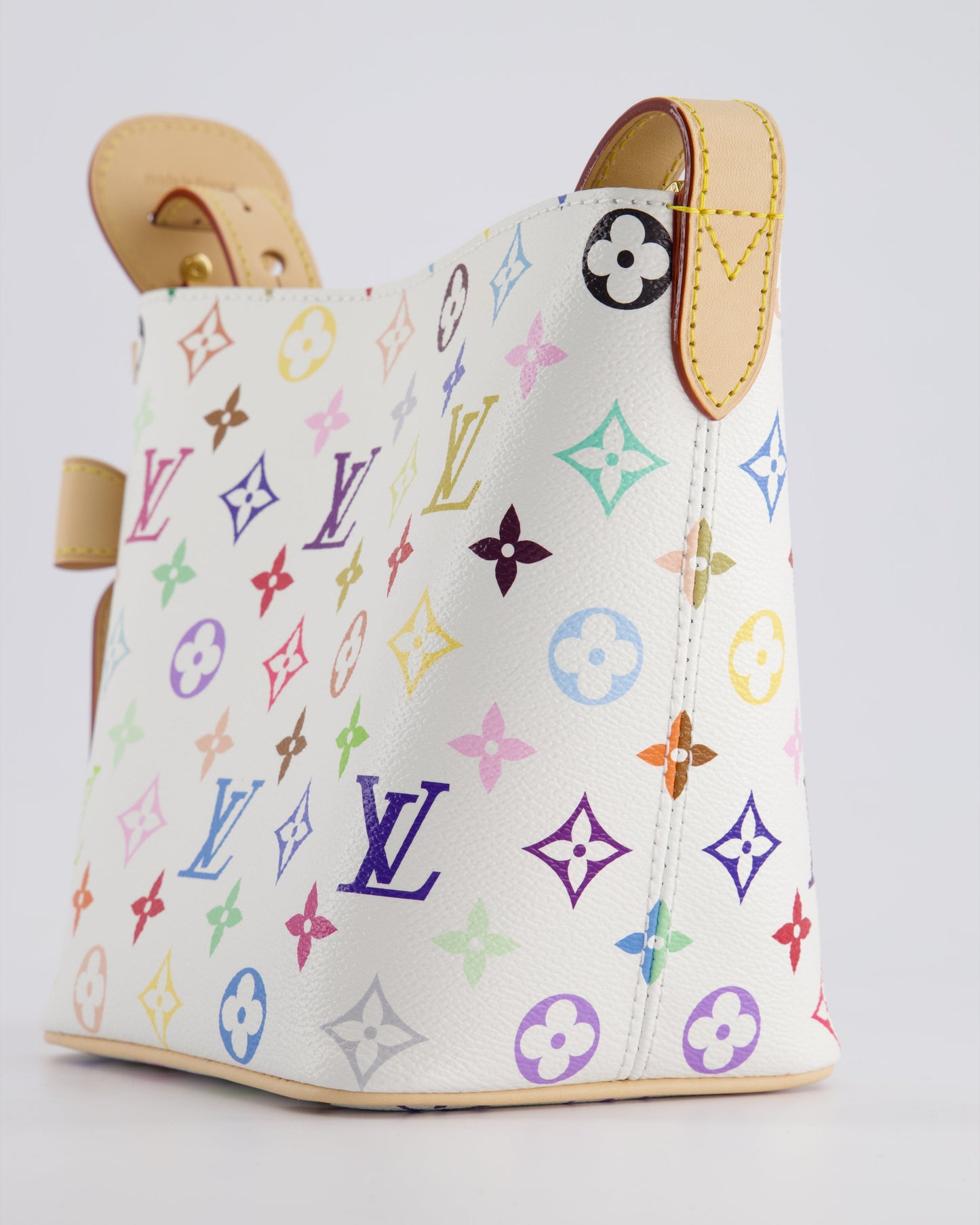 *NEW* Louis Vuitton X Takashi Murakami All In BB Bag in White Coated Canvas & Calfskin Leather with Gold Hardware