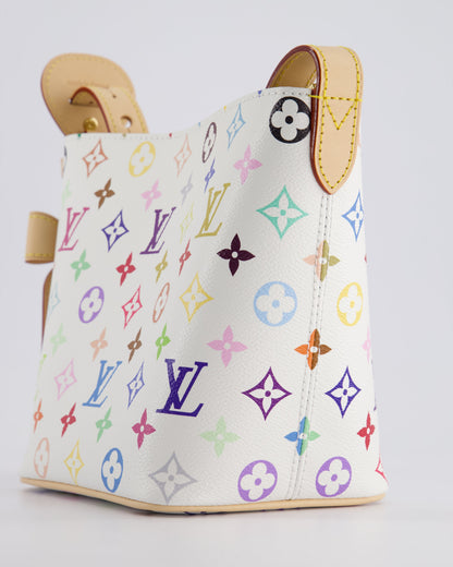 *NEW* Louis Vuitton X Takashi Murakami All In BB Bag in White Coated Canvas & Calfskin Leather with Gold Hardware