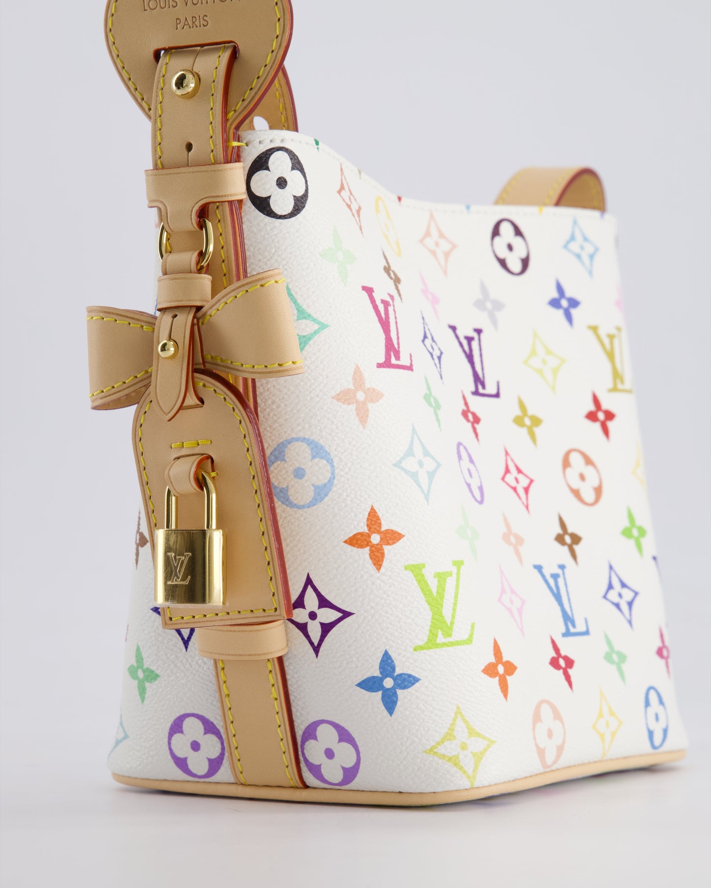 *NEW* Louis Vuitton X Takashi Murakami All In BB Bag in White Coated Canvas & Calfskin Leather with Gold Hardware