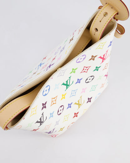 *NEW* Louis Vuitton X Takashi Murakami All In BB Bag in White Coated Canvas & Calfskin Leather with Gold Hardware