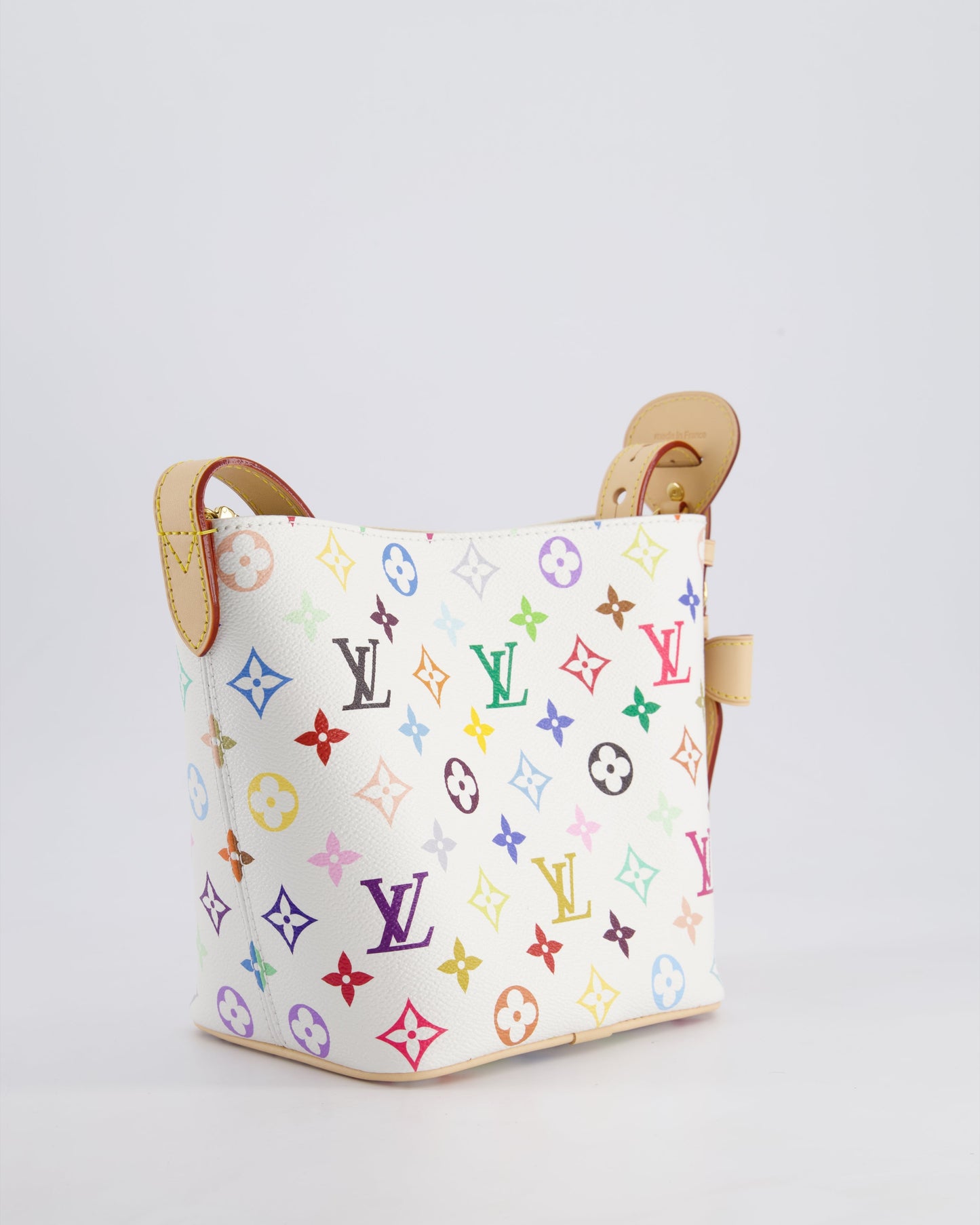 *NEW* Louis Vuitton X Takashi Murakami All In BB Bag in White Coated Canvas & Calfskin Leather with Gold Hardware