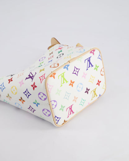 *NEW* Louis Vuitton X Takashi Murakami All In BB Bag in White Coated Canvas & Calfskin Leather with Gold Hardware