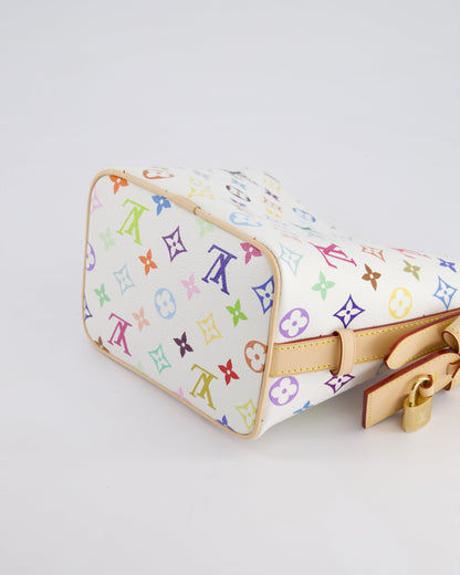 *NEW* Louis Vuitton X Takashi Murakami All In BB Bag in White Coated Canvas & Calfskin Leather with Gold Hardware