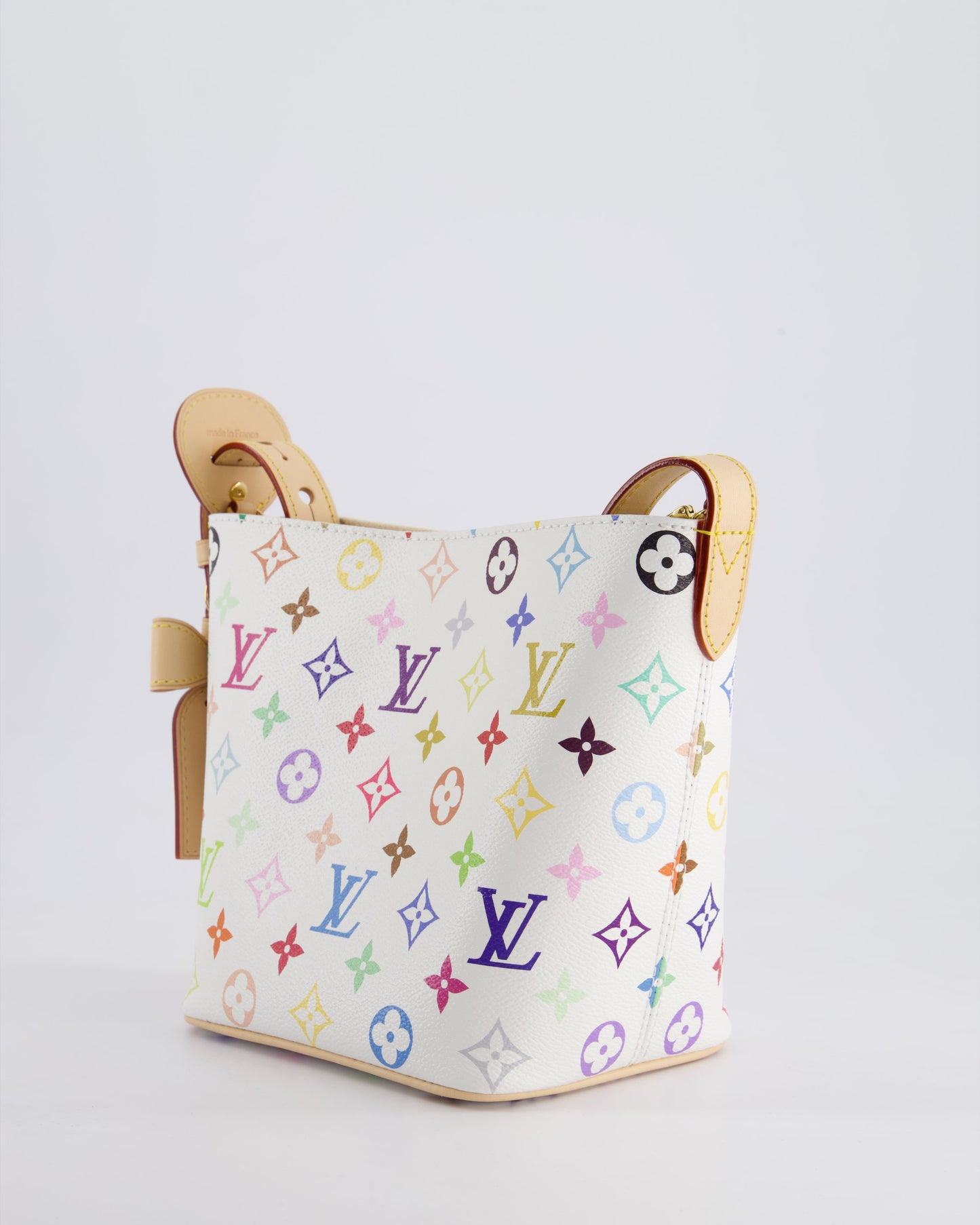 *NEW* Louis Vuitton X Takashi Murakami All In BB Bag in White Coated Canvas & Calfskin Leather with Gold Hardware