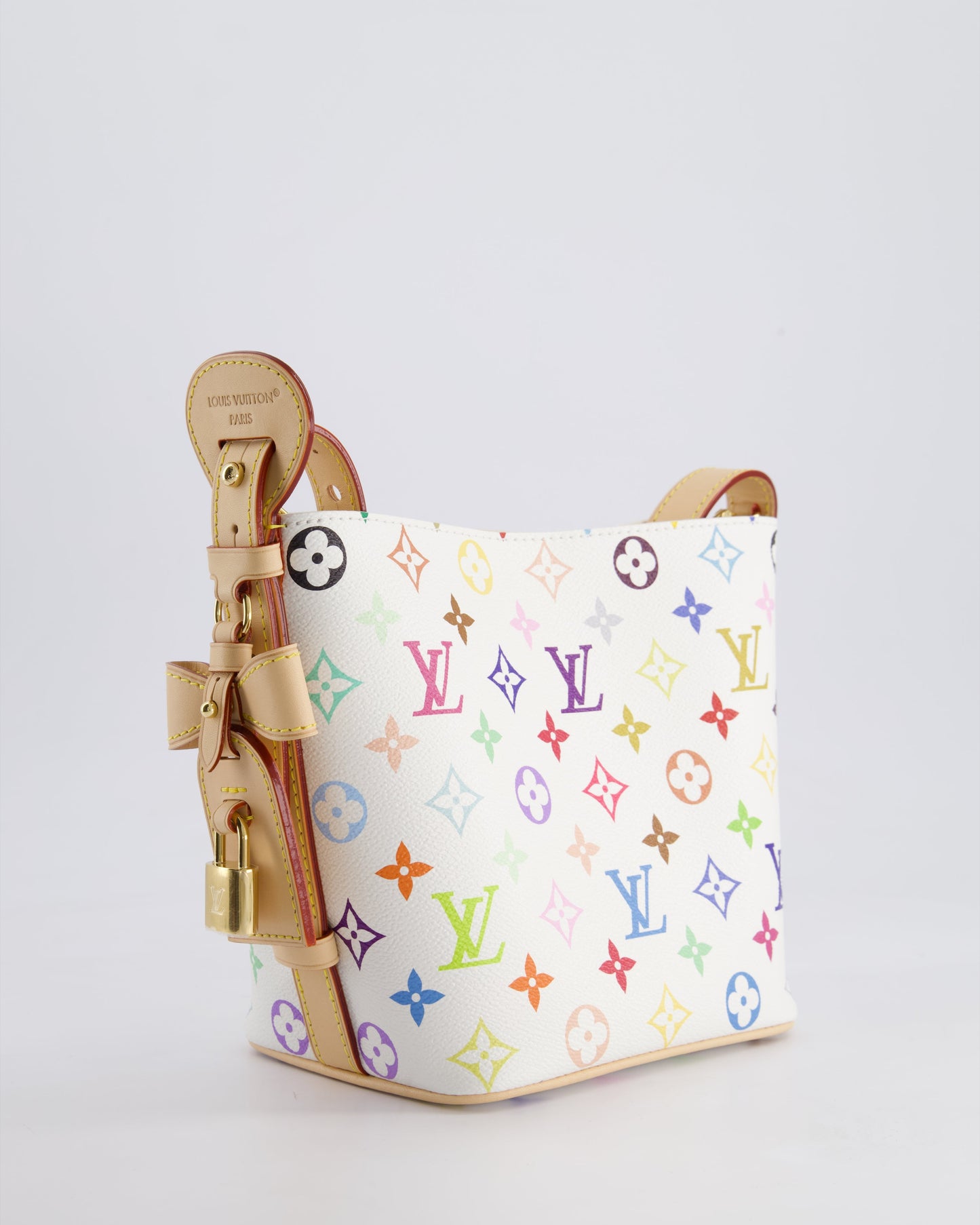 *NEW* Louis Vuitton X Takashi Murakami All In BB Bag in White Coated Canvas & Calfskin Leather with Gold Hardware