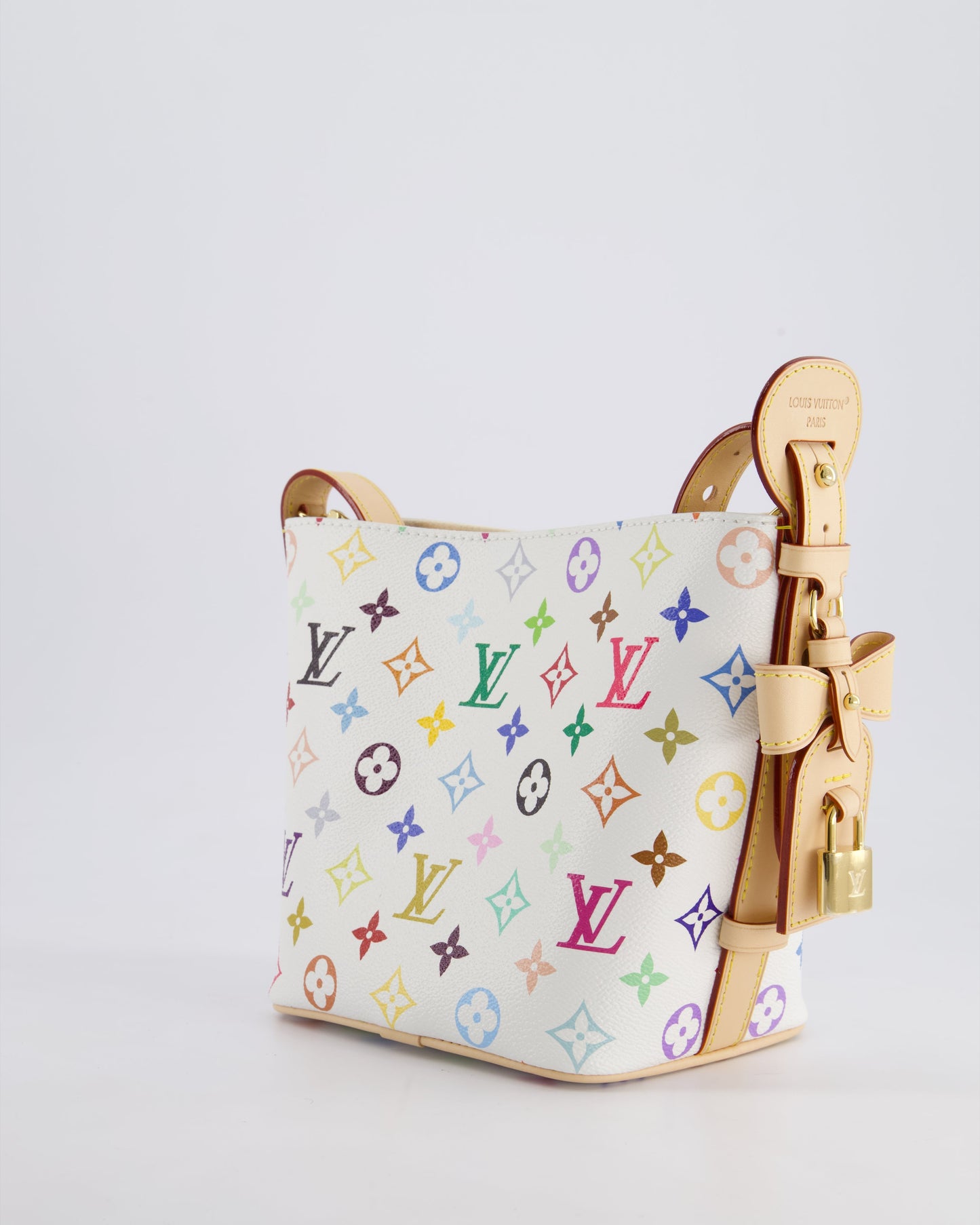 *NEW* Louis Vuitton X Takashi Murakami All In BB Bag in White Coated Canvas & Calfskin Leather with Gold Hardware