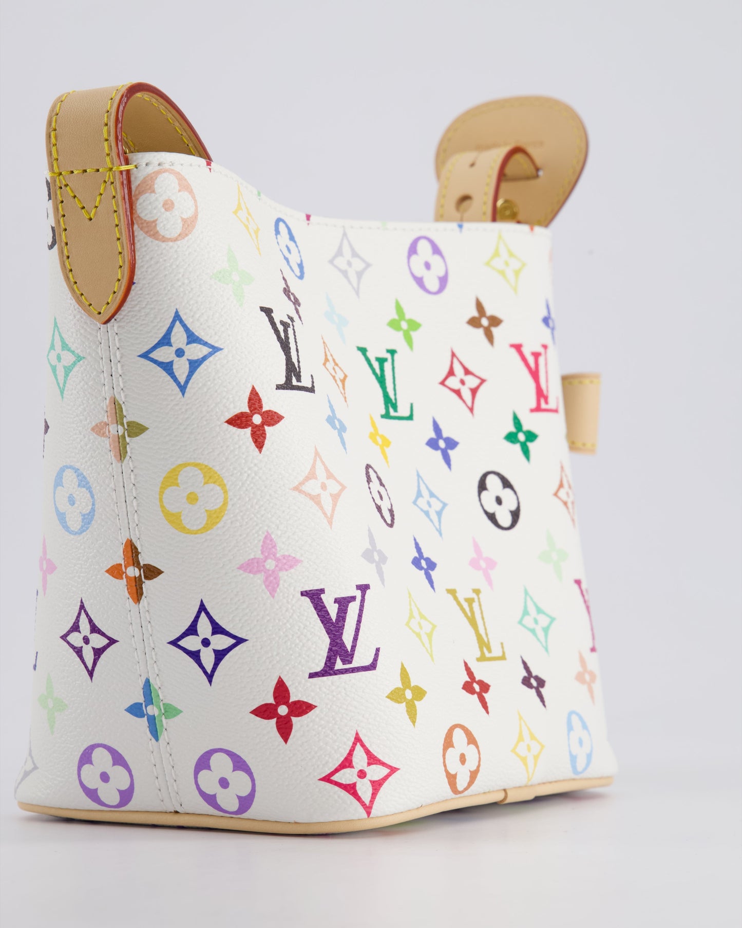 *NEW* Louis Vuitton X Takashi Murakami All In BB Bag in White Coated Canvas & Calfskin Leather with Gold Hardware