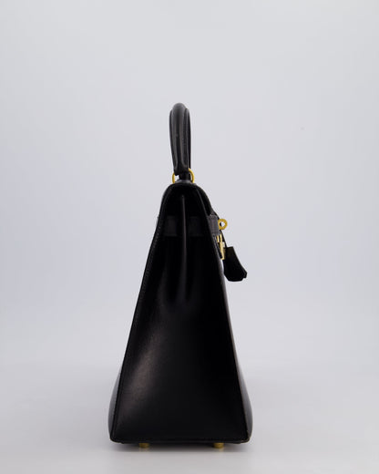 Hermès Vintage Kelly 32cm Sellier Bag in Noir Box Calf Leather with Gold Hardware