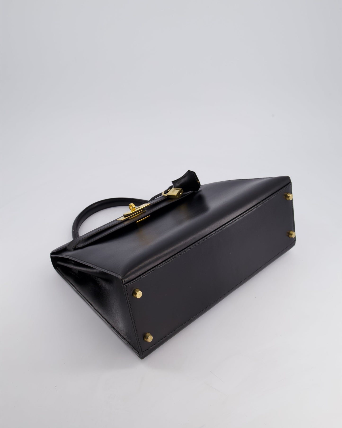Hermès Vintage Kelly 32cm Sellier Bag in Noir Box Calf Leather with Gold Hardware