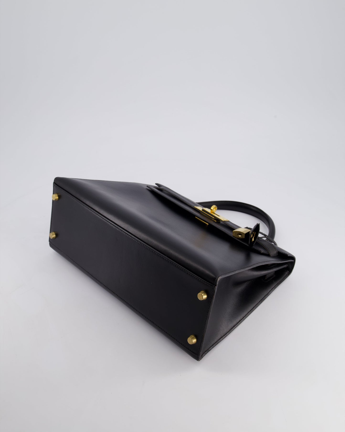 Hermès Vintage Kelly 32cm Sellier Bag in Noir Box Calf Leather with Gold Hardware