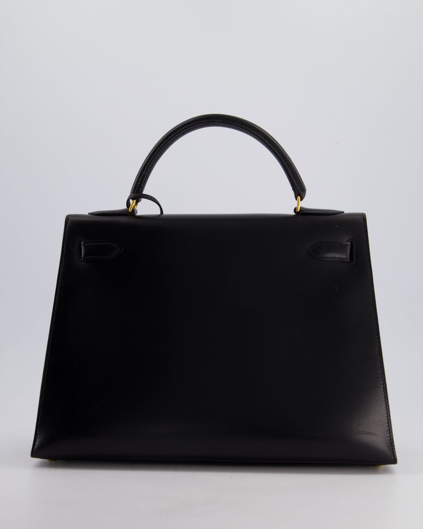 Hermès Vintage Kelly 32cm Sellier Bag in Noir Box Calf Leather with Gold Hardware