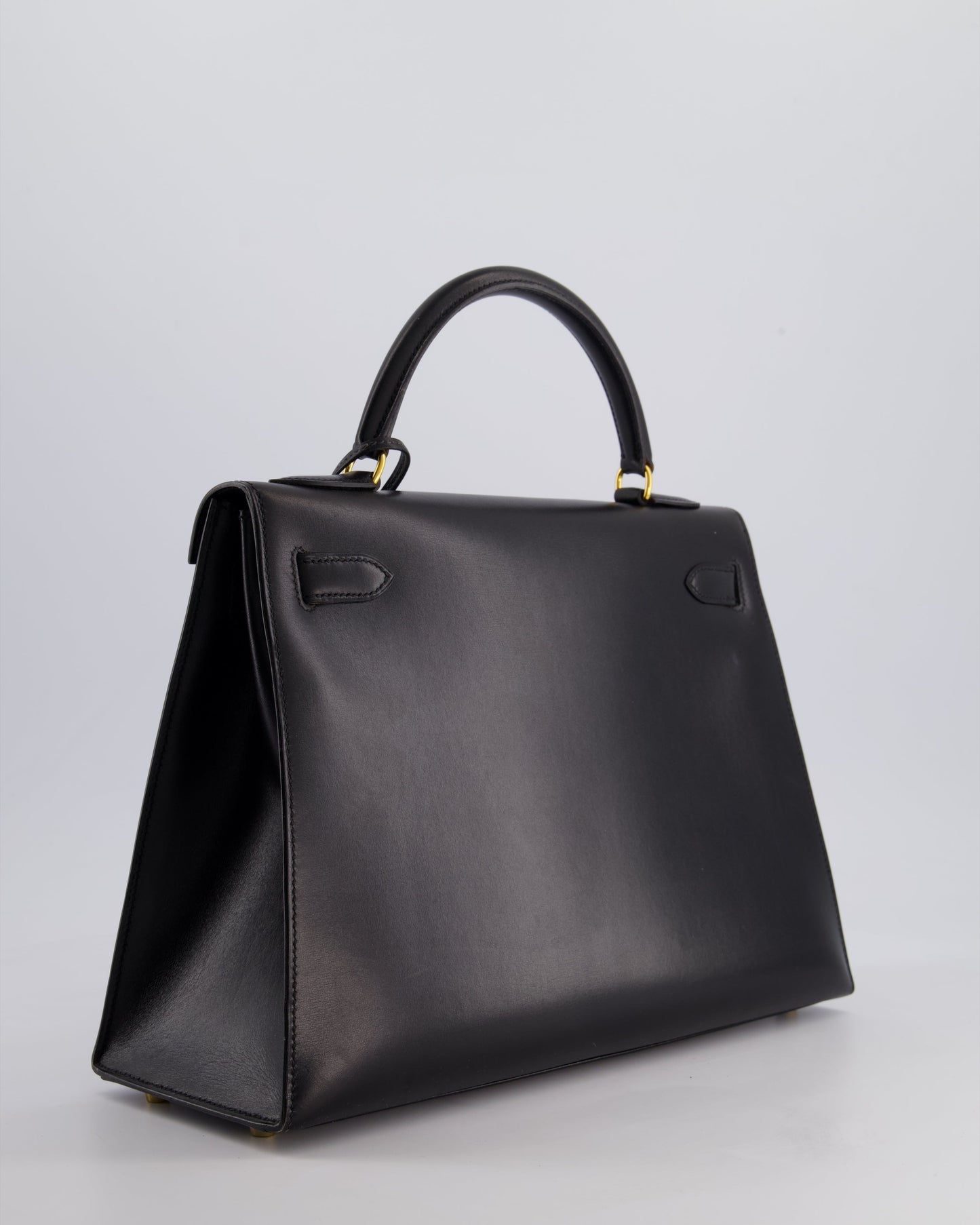 Hermès Vintage Kelly 32cm Sellier Bag in Noir Box Calf Leather with Gold Hardware