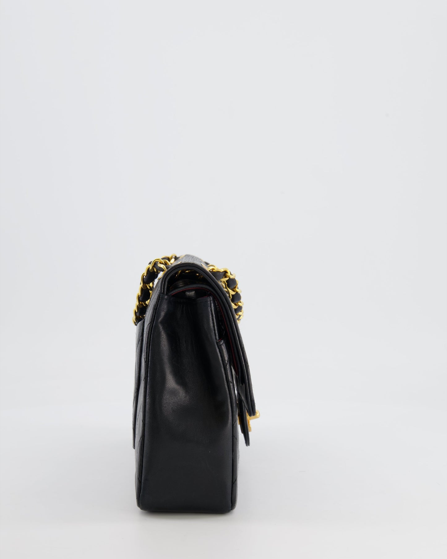 Chanel Vintage Black Classic Medium Stitched Edge Double Flap Bag in Lambskin Leather with 24K Gold Hardware